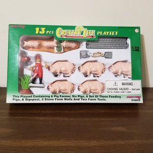 New-Ray  Country Life Playset 1:32 Scale NEW NIB Pig Farmer 1996 Farm Toys